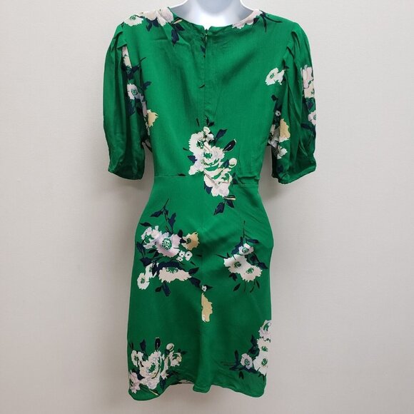 Free People Womens Neon Garden Floral Mini Dress Size 10 Green V Neck Bohemian - Picture 3 of 12